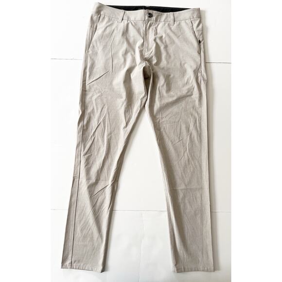 Vuori Aim Pants 33 Men Khaki Chino Performance 33x32 Stretch Zipper Pockets - Picture 1 of 9
